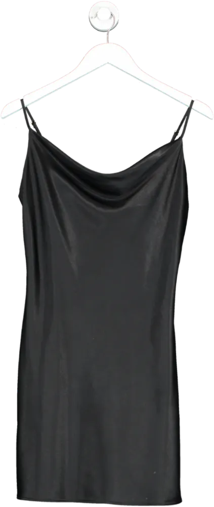 River Island Black Satin Slip Dress UK 8