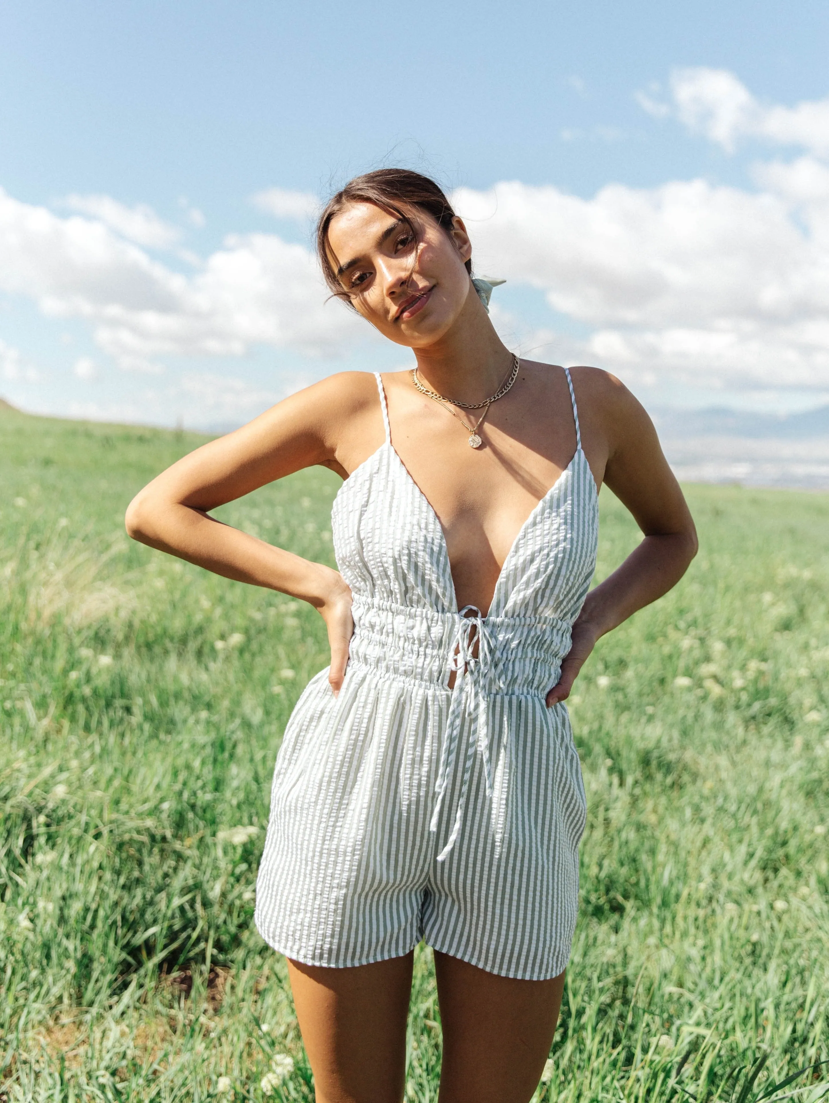 Seaside Escape Pinstripe Romper