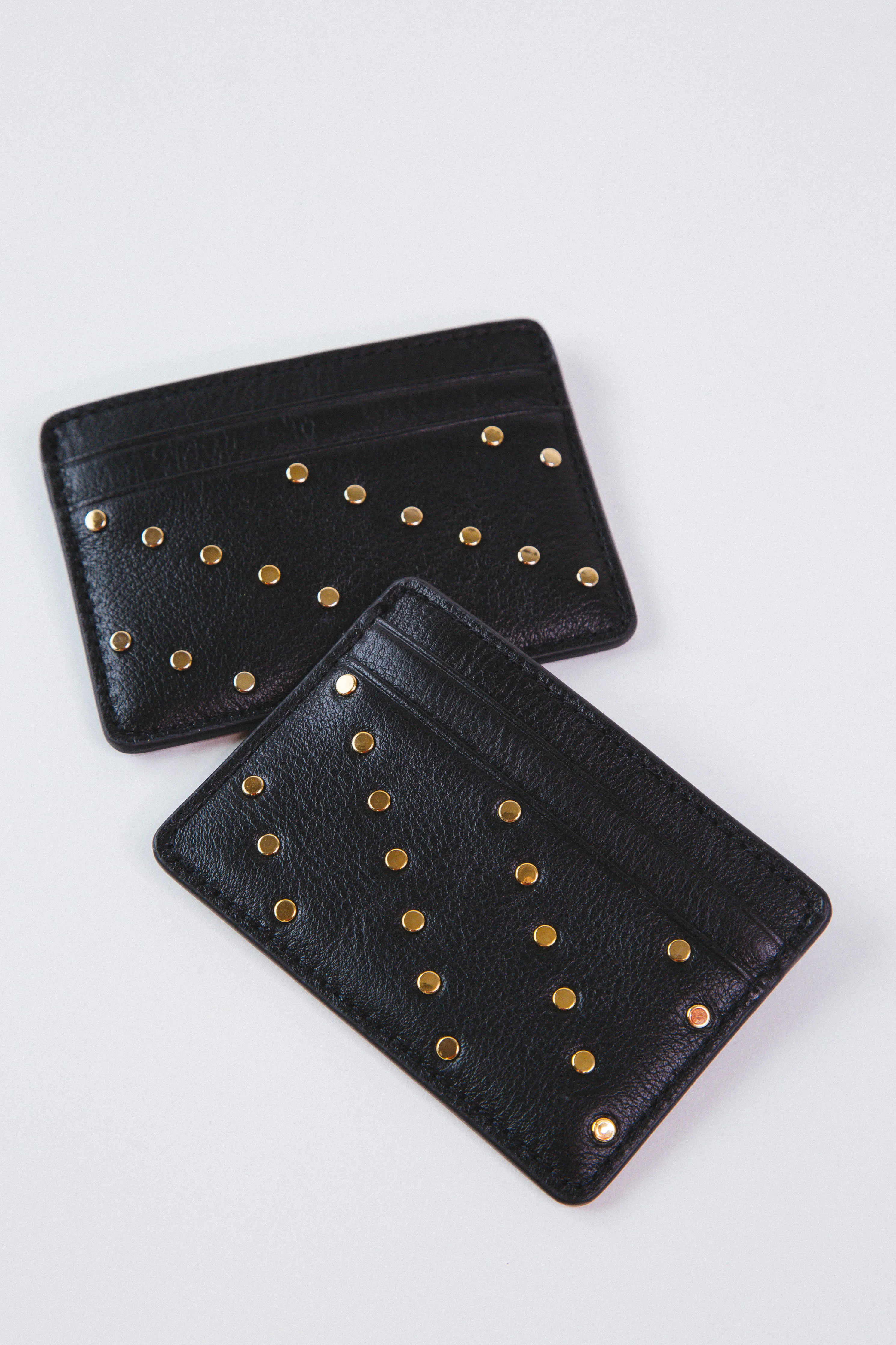 Steven Studded Card Case, Black | FOSSIL