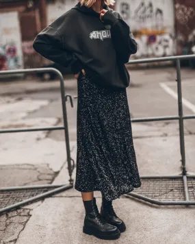 The Black Long Sequin Skirt