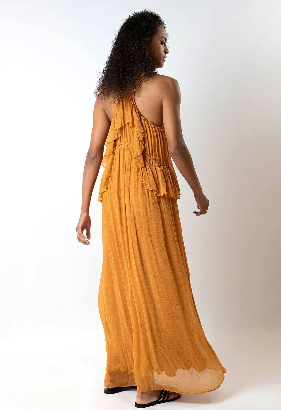 TRANSITION - MACRAME ARTWORK CHIFFON MAXI DRESS