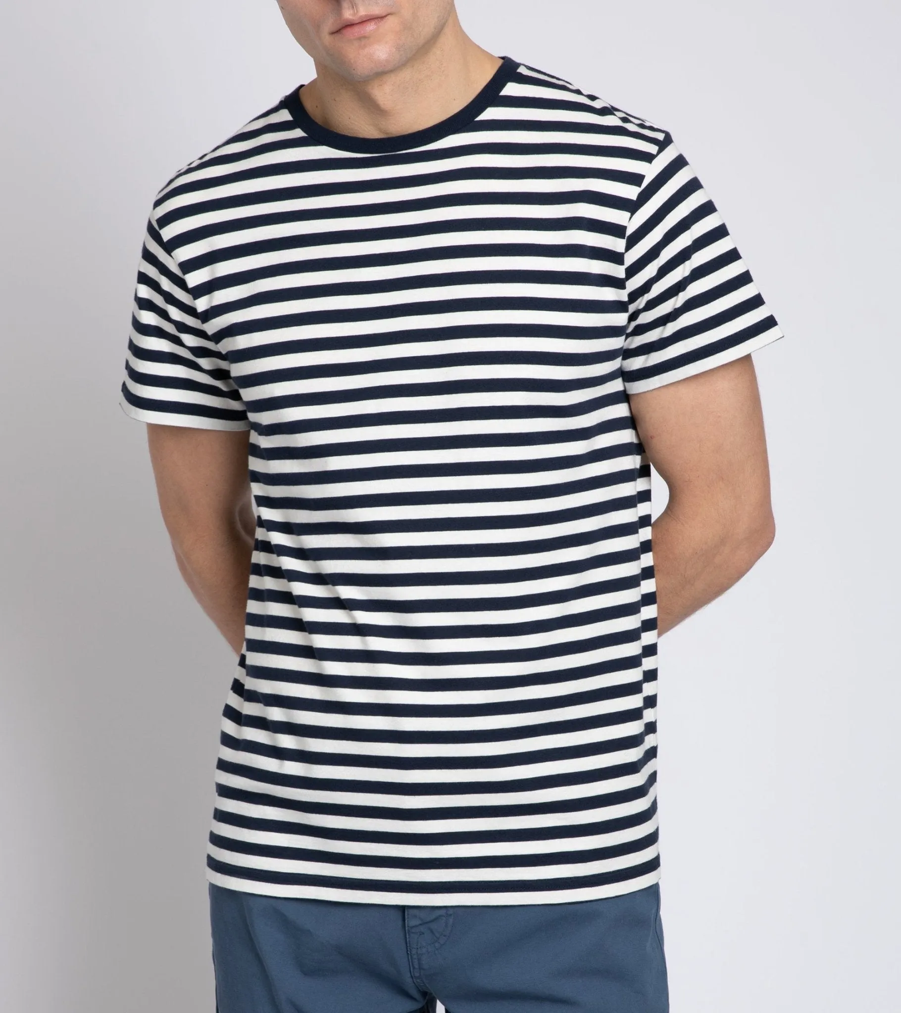 Trunk York Stripe T-Shirt: Navy/Ecru