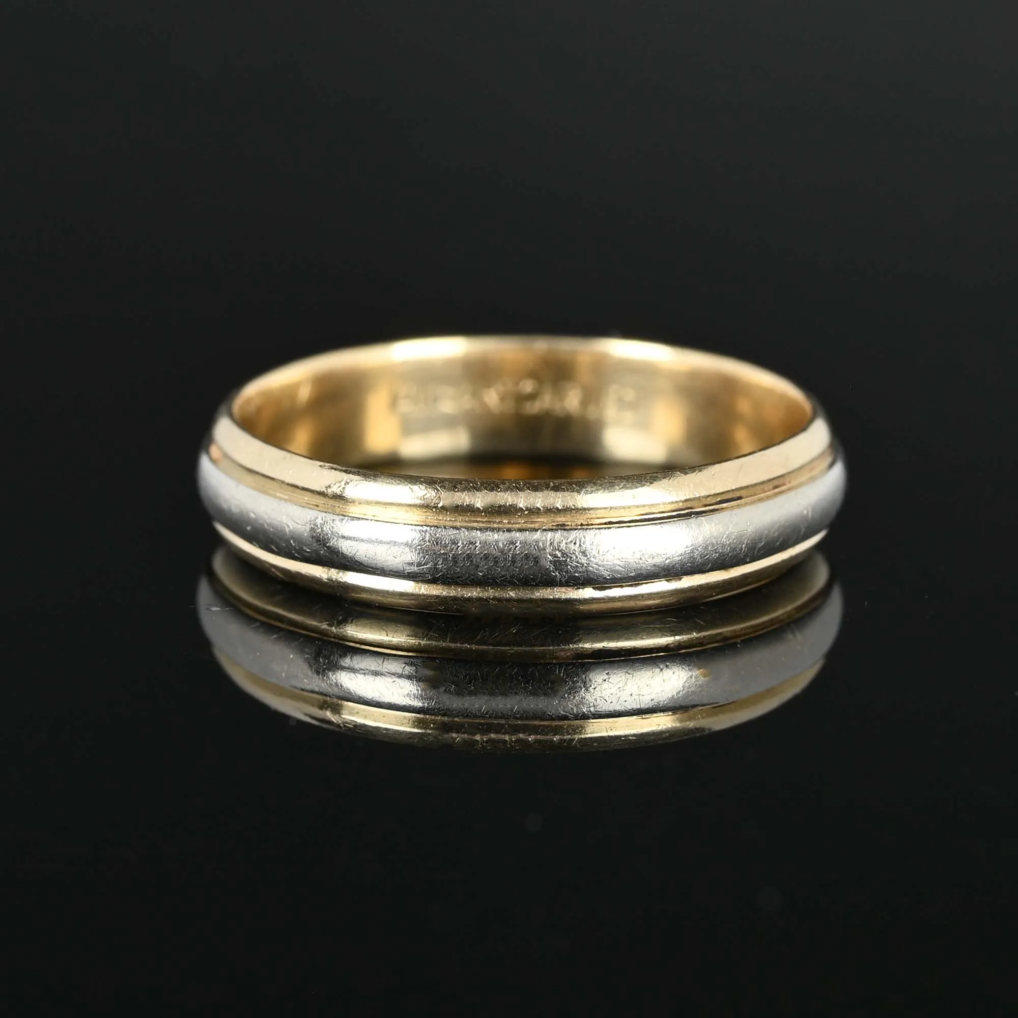 Vintage 14K Gold Two Tone Wedding Band Ring