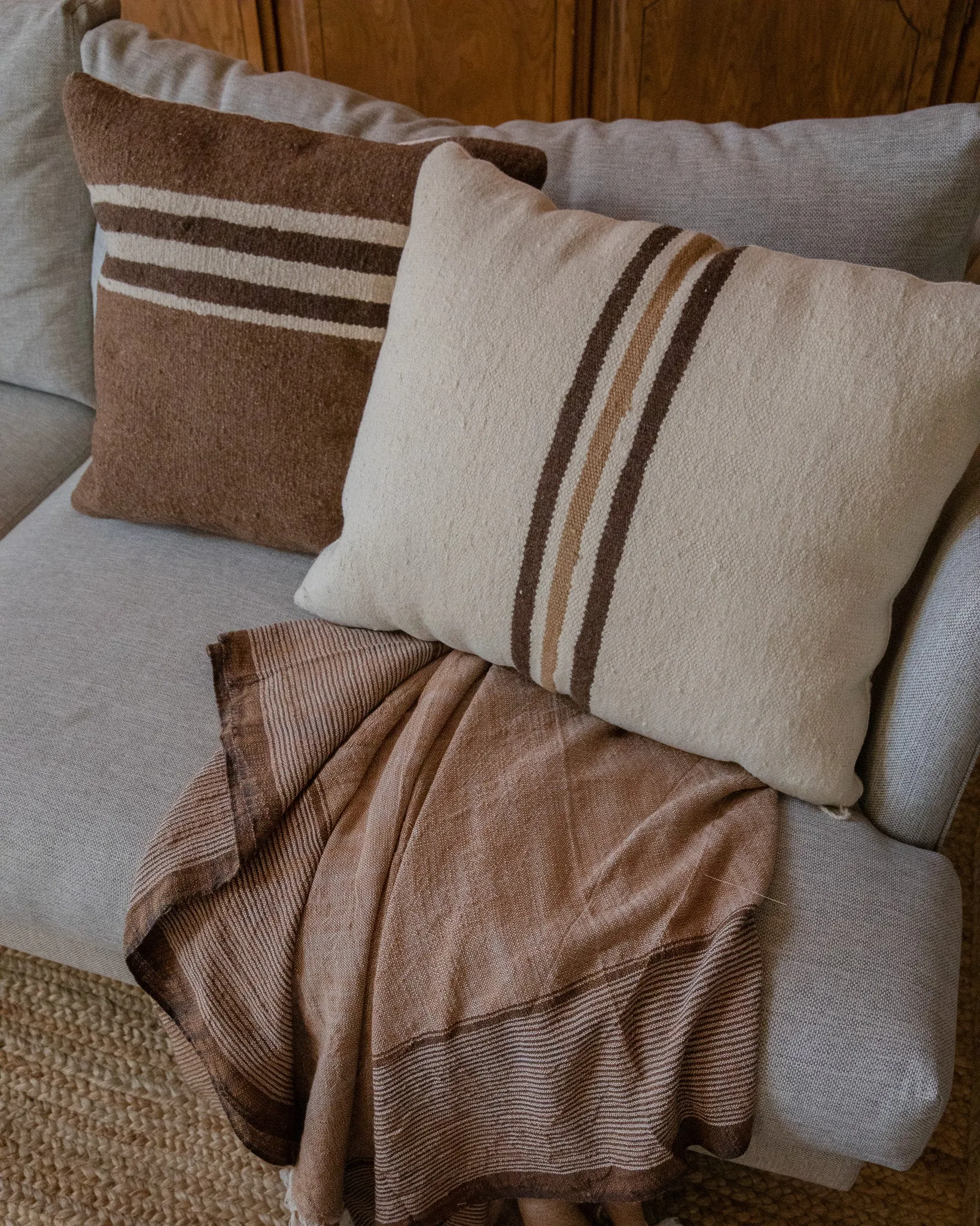 Vintage Natural Stripe Pillow