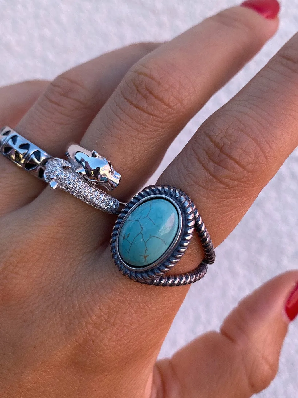 Women's Silver Ring with Turquoise Stone