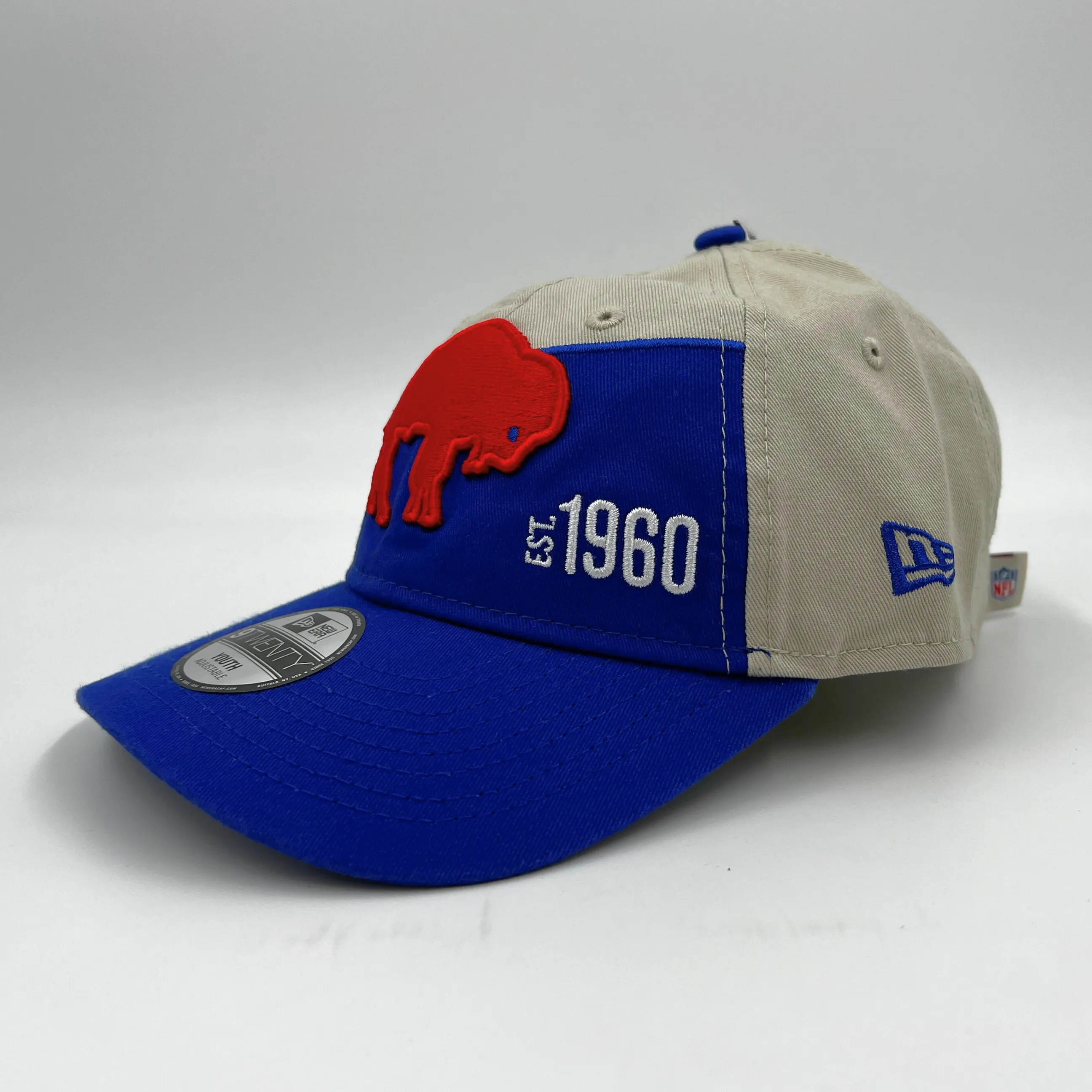 Youth Buffalo Bills Stone & Royal With Retro Logo Adjustable Hat