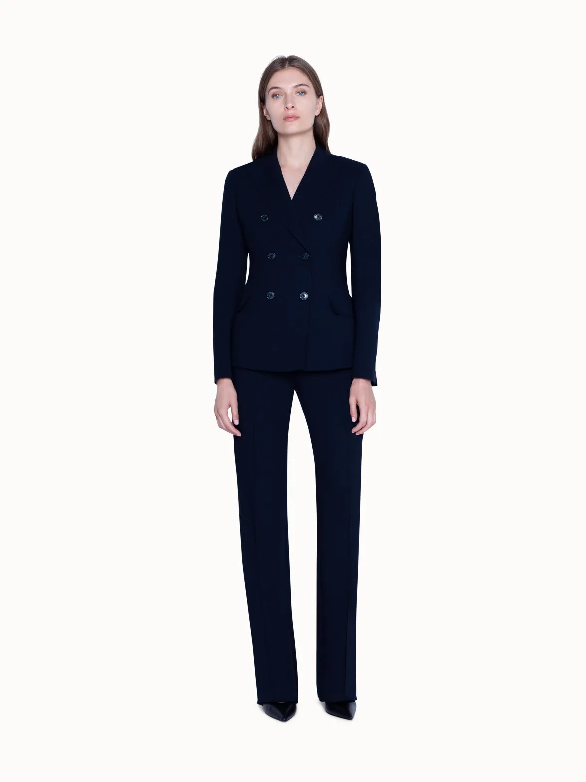 Zweireihiger Damen Blazer aus Wolle mit Stretch